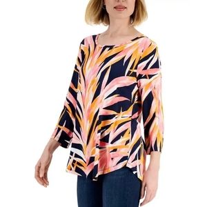 JM Collection Petite Printed 3/4-Sleeve Top PM